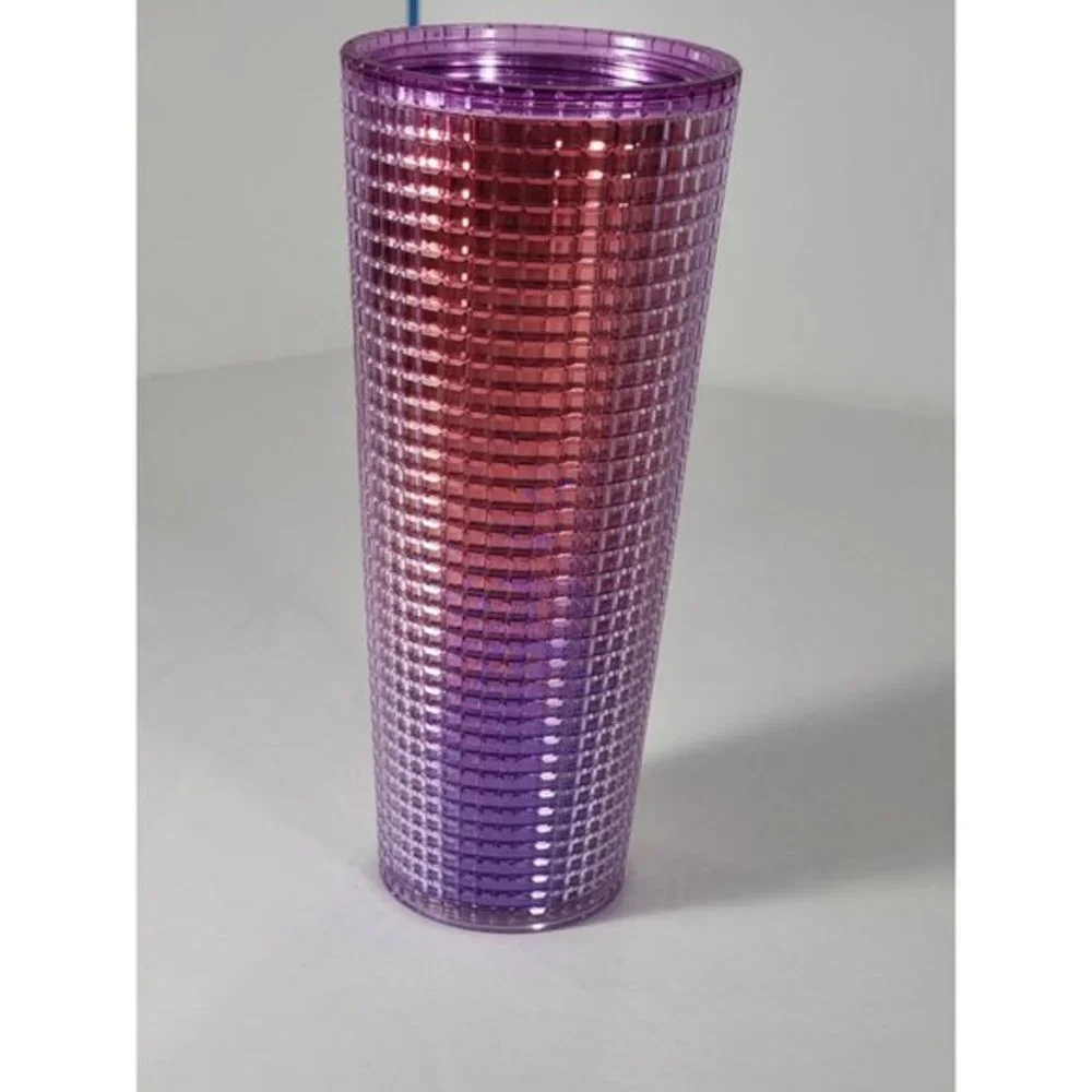 Starbucks Pink Purple Iridescent Grid Venti 24 oz. Cold Tumbler No straw/lid NWT